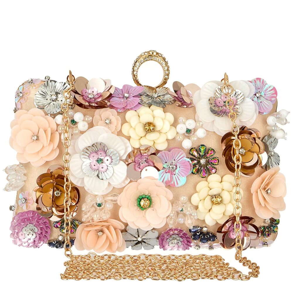 9765 Floral Evening Handbags Colorful Rhinestone Flower Clutch Purses